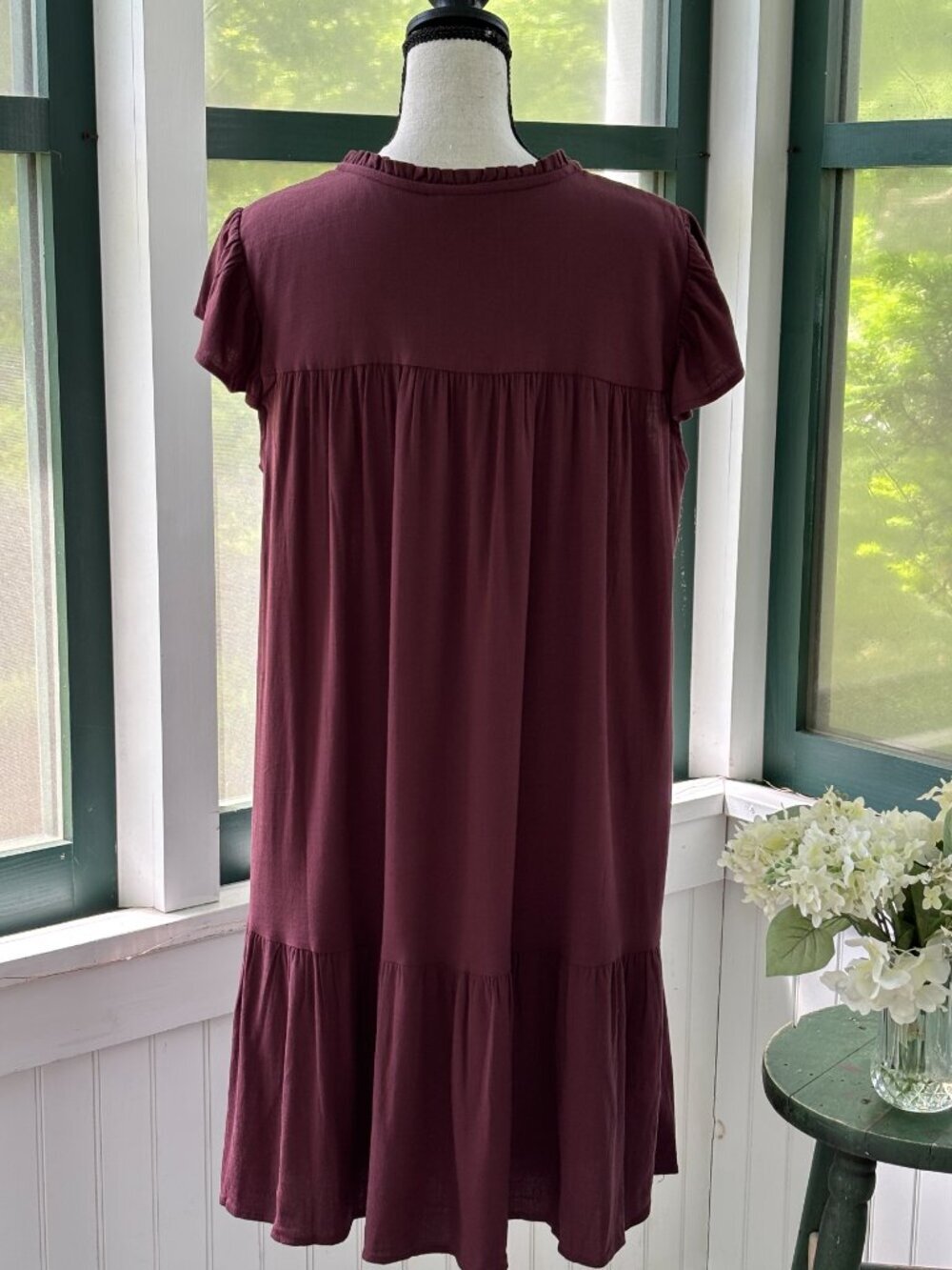 Torrid Lace Neck Drop Waist Dress Size 0 /12 Burgundy NWT - Picture 3 of 6